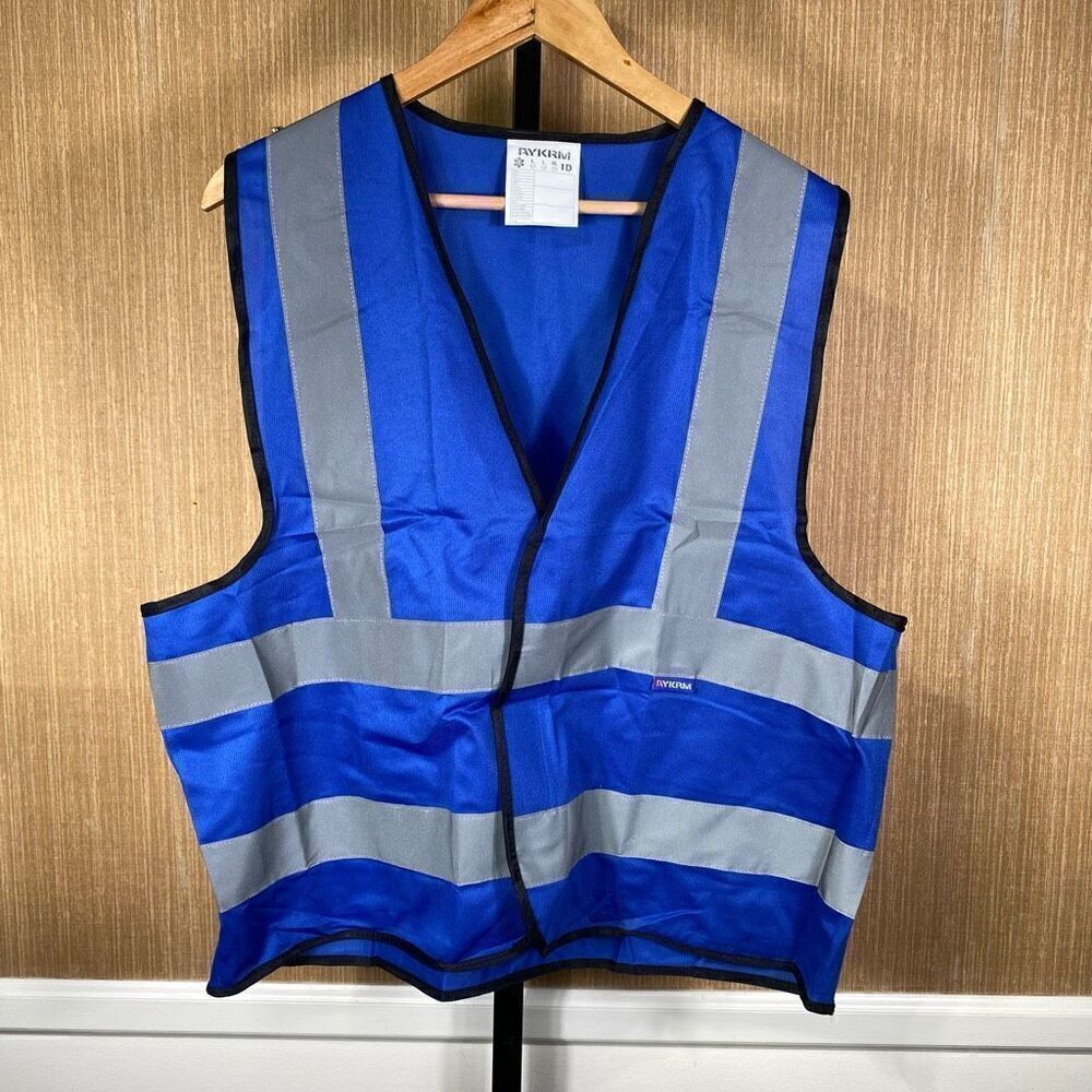 AYKRM Reflective Personal Protective Equipment Construction Vest Large Blue